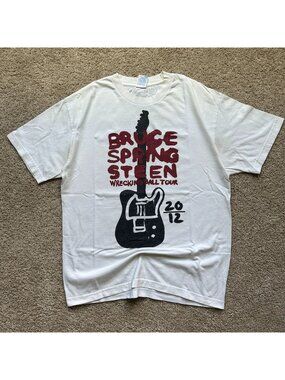 Bruce Springsteen Wrecking Ball Tour T-Shirt White Concert Rock Band Tee